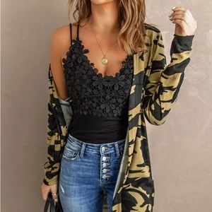 Cover up camo Camouflage knit cardigan sweater jacket